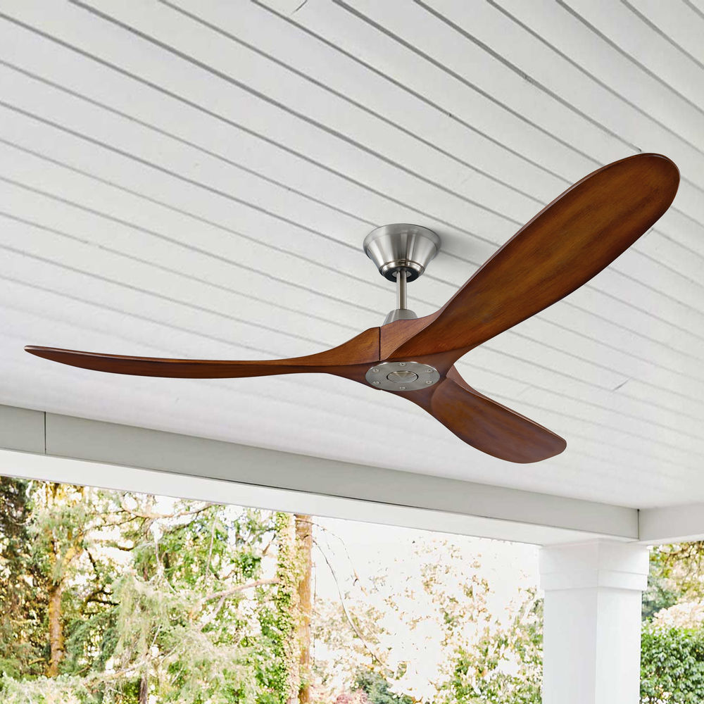 Maverick 60 inch fan in brushed steel finish and koa blades 3mavr60bskoa